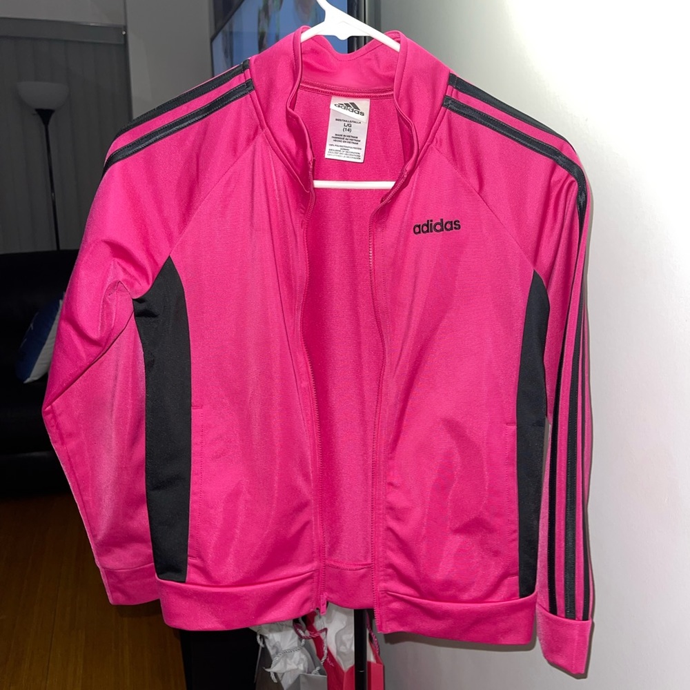 Hot pink Adidas track jacket